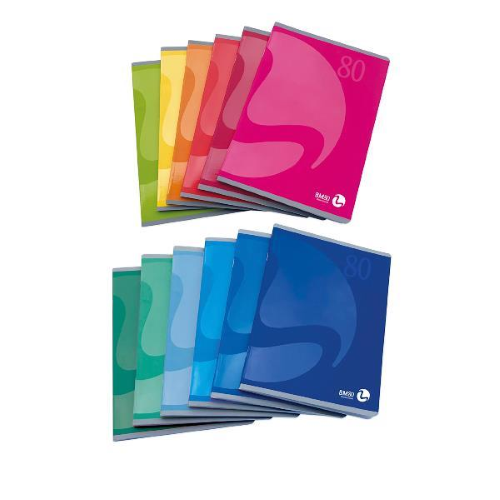 BE MORE COLOR 80 QUADERNO PUNTO METALLICO 80GR 150X210 mm A5 40 FOGLI A QUADRETTI 5M COLORI ASSORTITI CONF 12 Pz.
